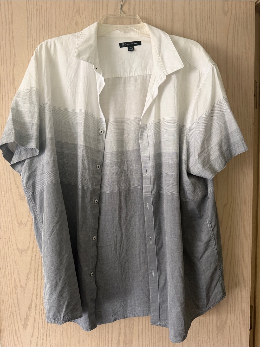 Van Heusen White to Gray Ombre Short Sleeve Button-Down